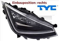 TYC 20-17733-06-2 Hauptscheinwerfer Rechts Scheinwerfer Frontscheinwerfer