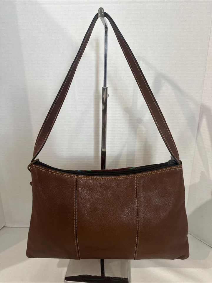 Boots N Bags Small Colombian Leather Embroidered Brown Shoulder Bag - Image 2 of 4