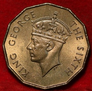 Uncirculated 1950 Fiji 3 Pence Foreign Coin