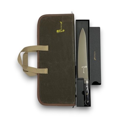 11-inch Chef Knife German Steel Pakkawood Handle + Edge Guard Green Storage Bag