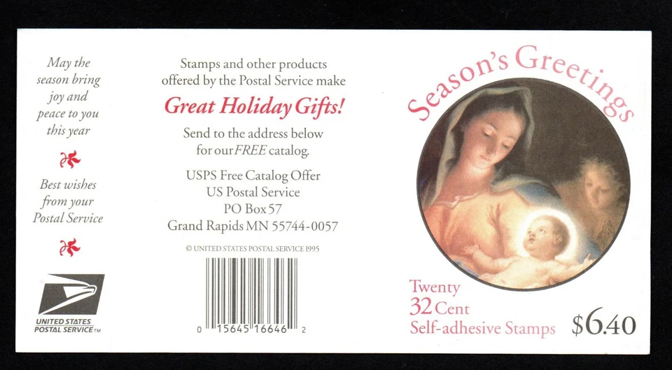 U.S. #3112 MNH, PAOLO DE MATTEIS-CHRISTMAS BOOKLET, 20X32 Cent FV $6.40 (1996) - Image 2 of 2
