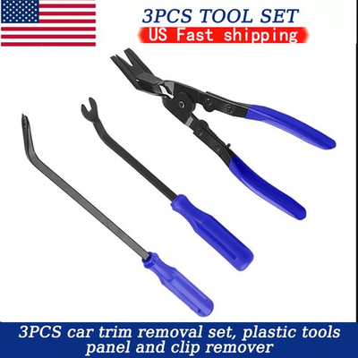 #ad #ad 3PCS Auto Trim Clip Remover Tool Removal Pliers Fastener Door Panel Retainer Set $10.88