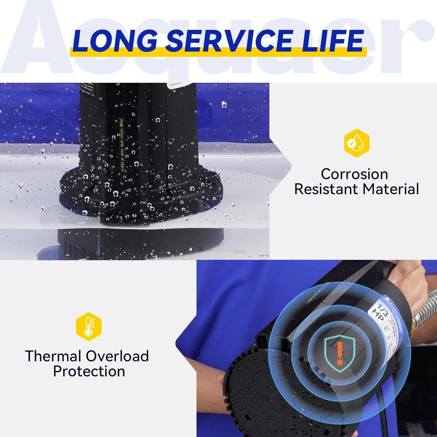 1/3 HP Automatic Submersible Water Pump, 115V Sump Pump with 3/4” Garden Hose Ch