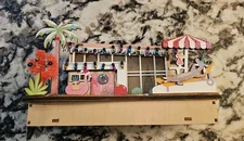 World Market 2023 Lighted MCM Wood Cut Christmas House Flamingo Pool Cactus