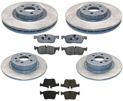 Front & Rear Coated Brake Rotors & EPS Brake Pads For Range Rover Evoque 16-19