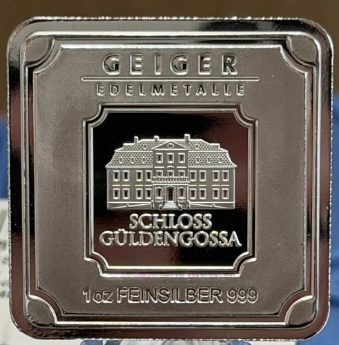 Geiger Edelmetalle 1 oz Silver Bar .999 Fine Schloss Güldengossa