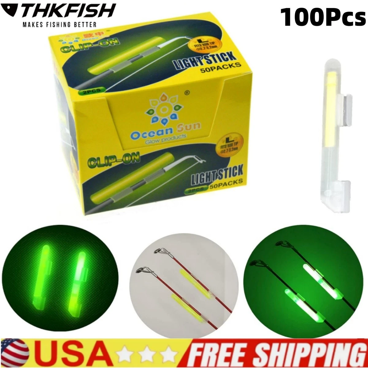ebay fishing pole glow sticks party greeting 100PCS Rod Tip Mini Green Glow Sticks Fishing Glow Sticks Bulk Fishing Float Accessories for Night Fishing with 20 PCS Attachments Clip : Sports & 2.6mm (fit rod tip) Night Fishing Glow Sticks |