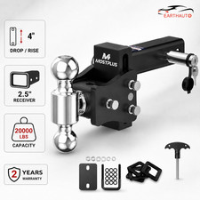 Adjustable 2.5 Receiver 4 Droprise Tow Hitch Dual Ball Mount Trailer 20000 Lb
