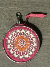 Thirty One 31 pouch round fushia floral Coin Purse