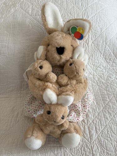 Quality Soft Plush 20” Bunny Rabbit Mother with Three Baby Bunnies FUN Kid Gift - Picture 4 of 6