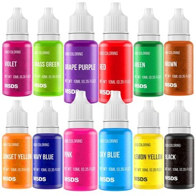 Food Coloring Liquid Set 12 Vibrant Color Icing Colors for Cake Decorating