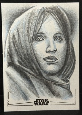 2025 Topps Chrome Star Wars Jyn Erso 1/1 Sketch Silver Foil By