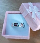 Vintage CNA Sterling Silver Garnet Gemstone Bezel Ring Size 6.5-7