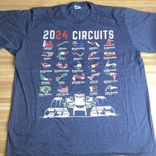 Formula One F1 2024 Circuits Schedule T Shirt Size XXL Gray
