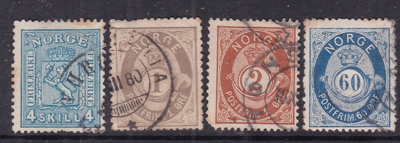 NORWAY^^^1867-78  x4  RARER   used   CLASSICS   hcv @  rum19656nor