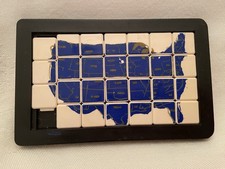 Vintage POCKET PUZZLE Plastic Sliding USA Map 5" x 3" Brain Teaser Logic