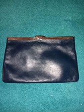 Etros Leather Cocktail Bag Navy Leather Gold Hardware  Had Shouler Metal Srap...