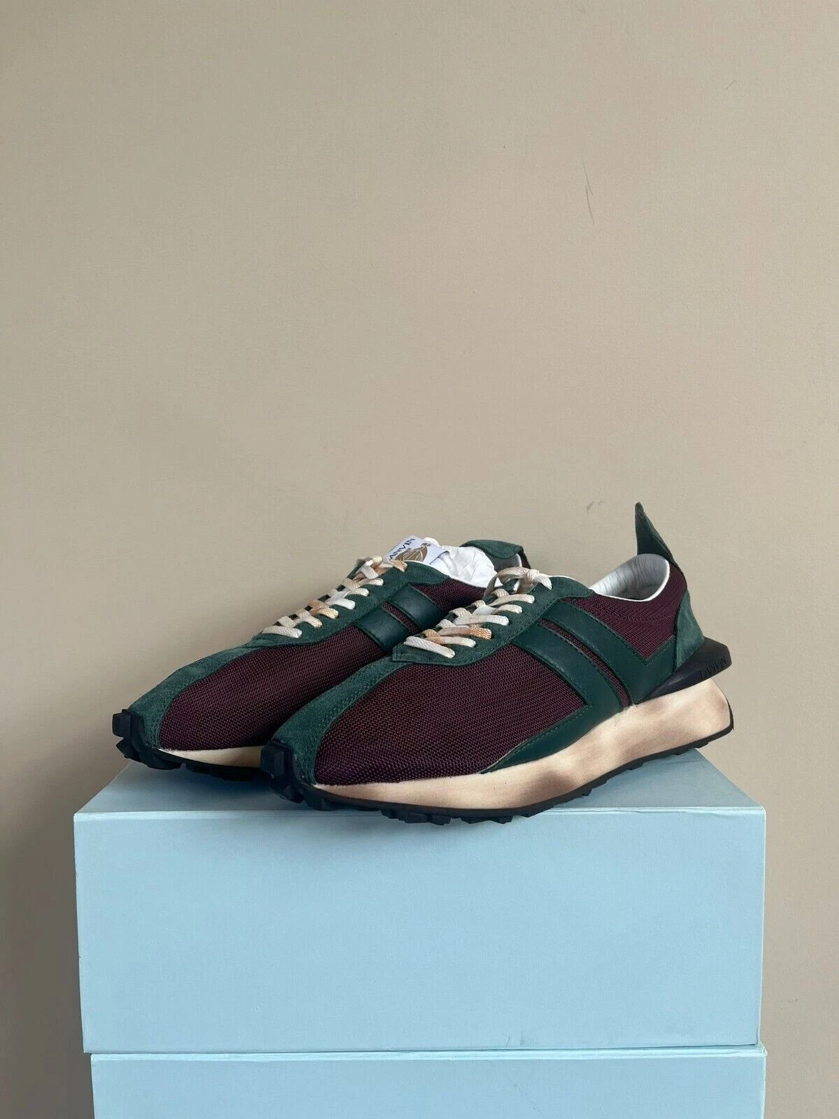 Lanvin — Lanvin , Running Sneaker in Mesh Nappa in Burgundy , BNIB 49 IT / 15 US