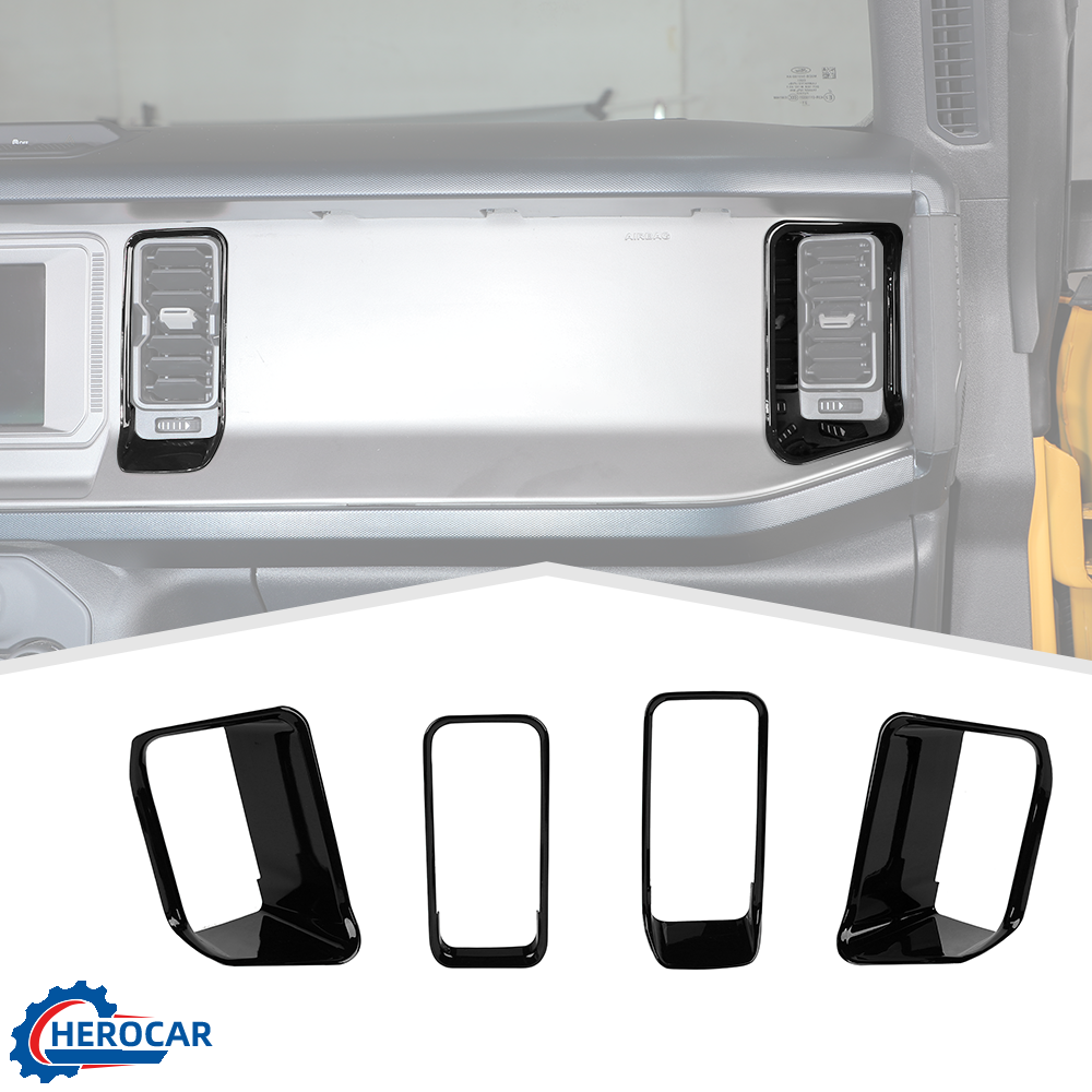CheroCar Red Center AC Vent Outlet Decor Cover Trim For Ford Bronco 2021+ 2DR/4DR – 4-Piece Set