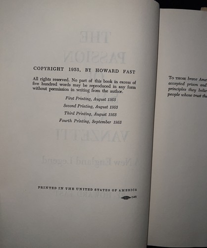 The Passion of Sacco and Vanzetti,by Howard Fast,1st Ed.4th Print Sept 1953 HCDJ - Picture 4 of 17
