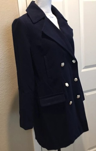 $76 NEW JUST FAB Womens Small Double breasted Navy Long Coat Jacket Blazer - Picture 4 of 12