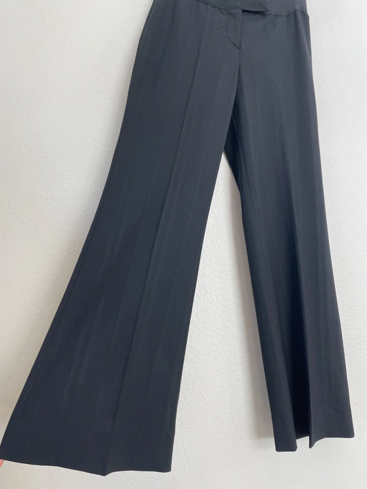 Pantalones de vestir Gunex para mujer 4 negros mezcla de lana pierna ancha hechos en Italia Foto 2 de 4