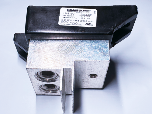 2 Stück 1MS102 MARATHON Halbleiter Sicherungshalter Blöcke 400A 600V Aluminium - Bild 2 von 4