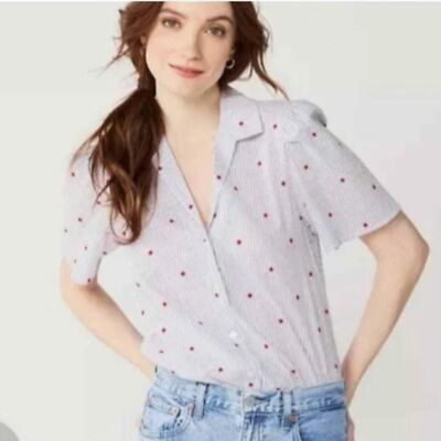 NEW Draper James Women Bodysuit T-Shirt Stars Stripes Puff Sleeve 4 of July XXL