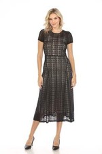 Johnny Was Jade Black Plaid Solia Paneled Mesh Midi Dress Boho Chic L32924-6