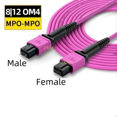 1-20M MPO Male to MPO Female OM4 Fiber Optic Patch Cord 8 or 12 Core Type B  lot