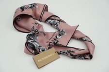 Burberry 100 Silk Pink Scarf Floral Made In Italy Size 90x90