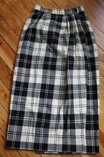 Vtg Abercrombie  Fitch 6 Black White Plaid Wool Blend Midi Skirt USA