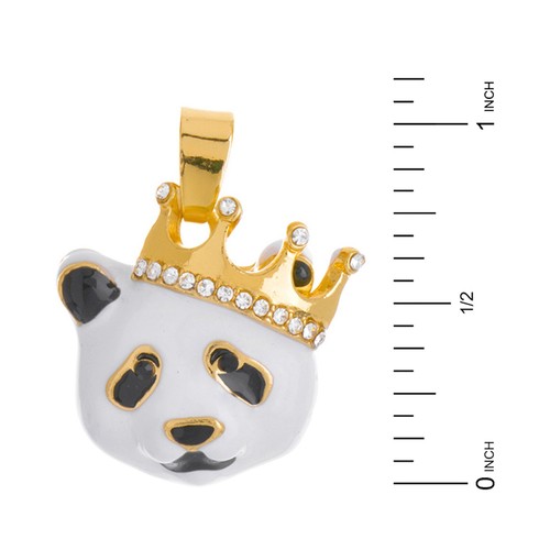 Hip Hop Iced Gold Silver Plated Crown Panda Mini Pendant 20 inch Necklace HC 341 - Picture 3 of 6