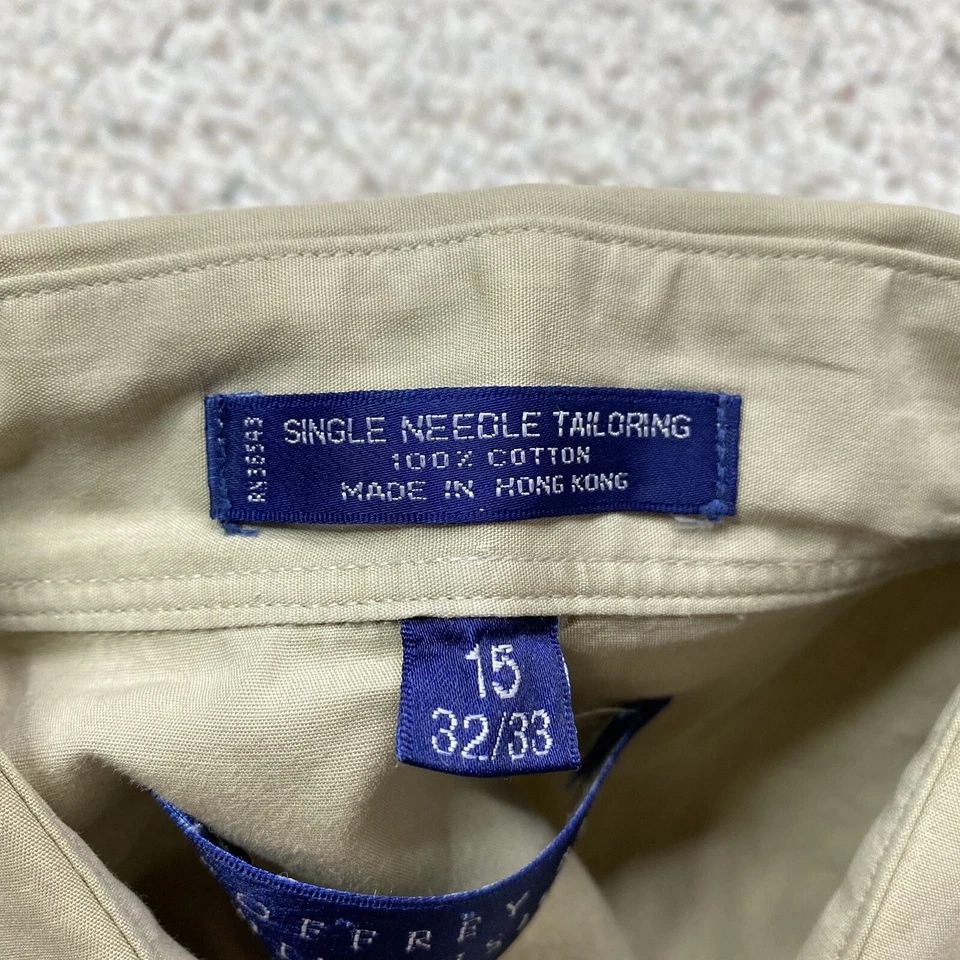 Geoffrey Beene Mens Dress Shirt sz 15 Tan Point Collar Barrel Cuff Chest Detail - Image 4 of 4