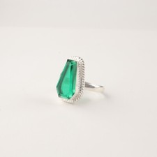 Green Emerald Gemstone 925 Sterling Silver Ring Handmade May Birthstone Ring.