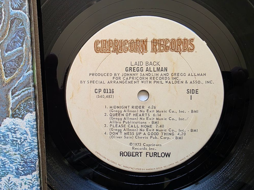 GREGG ALLMAN LAID BACK VINYL STEREO LP 1973 CAPRICORN RECORDS CP 0116! - Picture 2 of 5