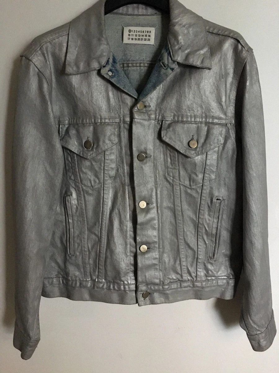 Maison Martin Margiela Artisanal Silver Painted Jeans Jacket Fall 1999 M RARE