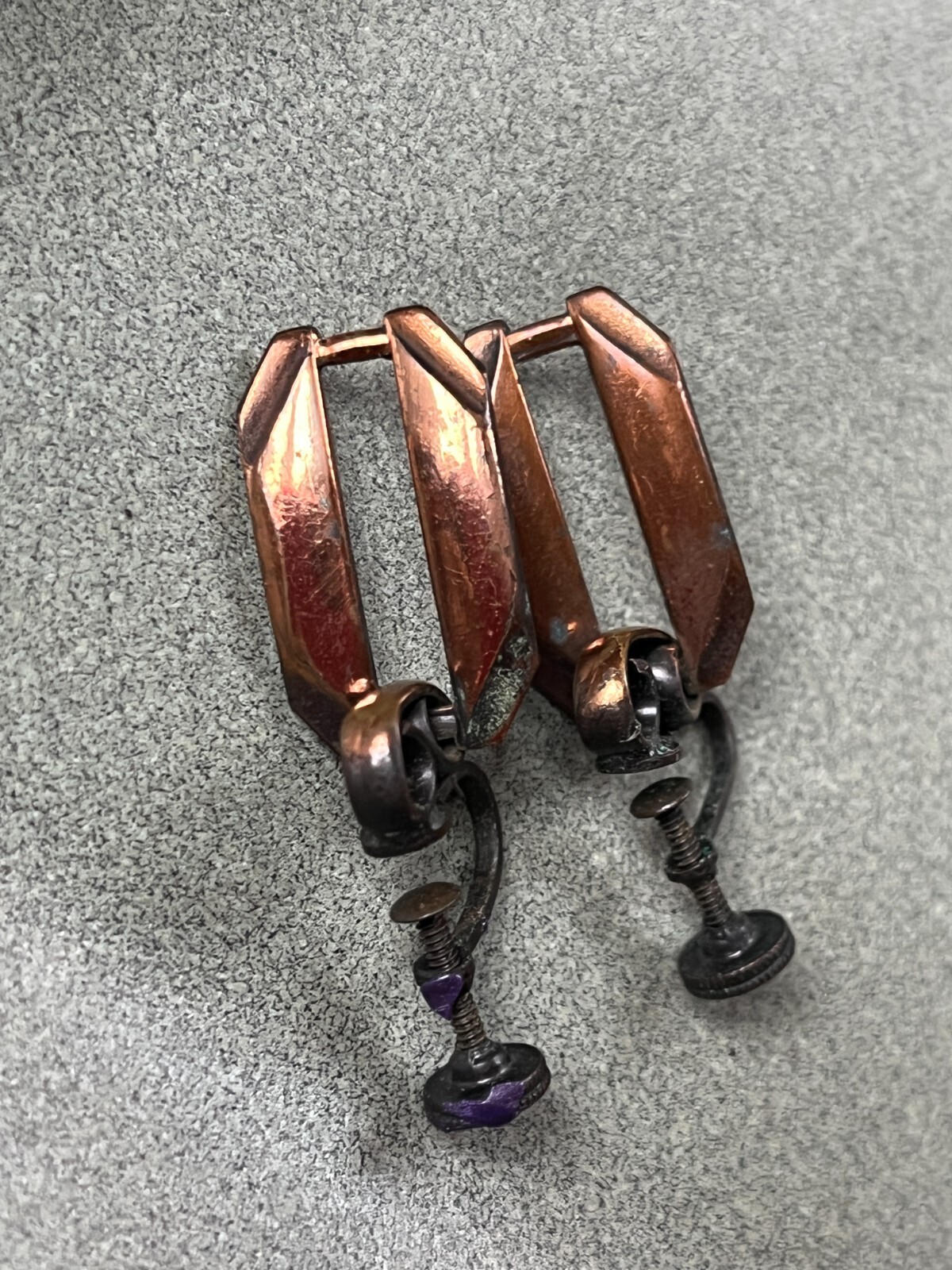 Vintage Solid Copper Rectangle w Open Center Slit… - image 6