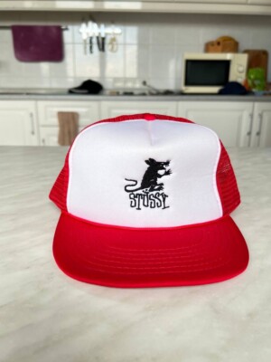 帽子 old stussy rat design mesh cap VINTAGE Stussy Rat Mesh Trucker Hat Adjustable Snapback