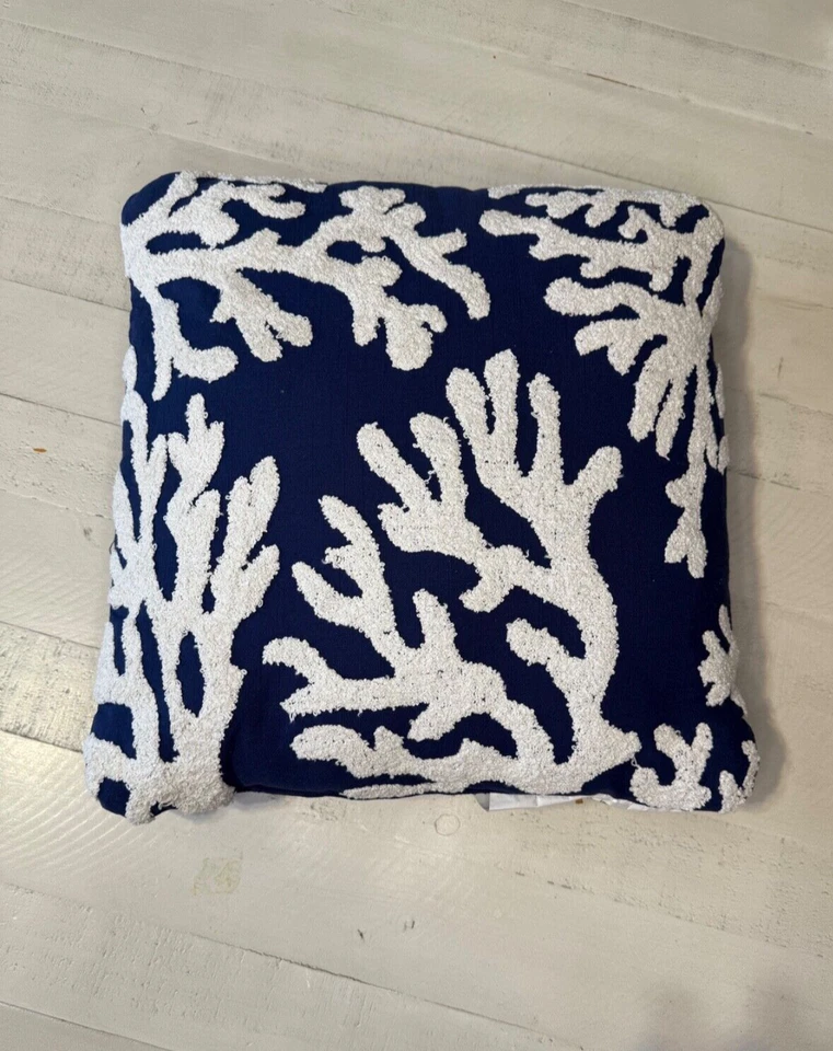 Almohada Coral Azul Marino 100% Algodón Coral Sea Life Acento Almohada 18" X 18" NUEVO Foto 4 de 4