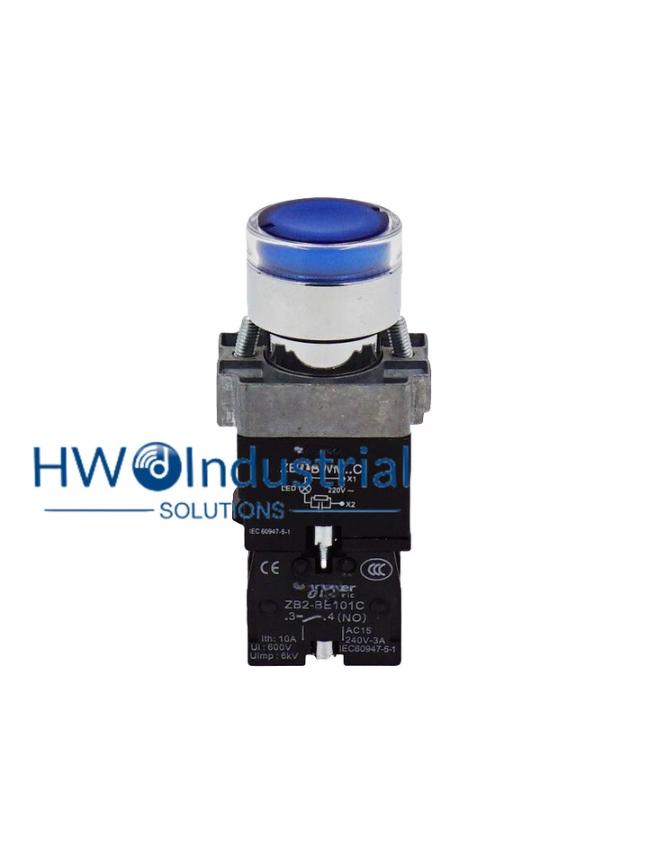 Interruptor de botón de reinicio automático de luz LED 1 PIEZA XB2BW36M1C XB2-BW36M1C azul 1NO 220V Foto 4 de 4