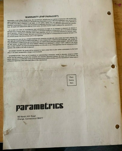 FHP Parametrics AC Motor Speed Control IM6007 Instruction Manual - Picture 3 of 3
