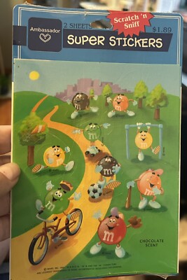 Vintage Hallmark Ambassador M&M Scratch  N Sniff Stickers Sealed Pack Of 2