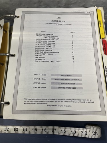 Carpeta de información de concesionario de producto Dodge Truck 1992 poco común Dakota Ram Caravan - Imagen 8 de 24