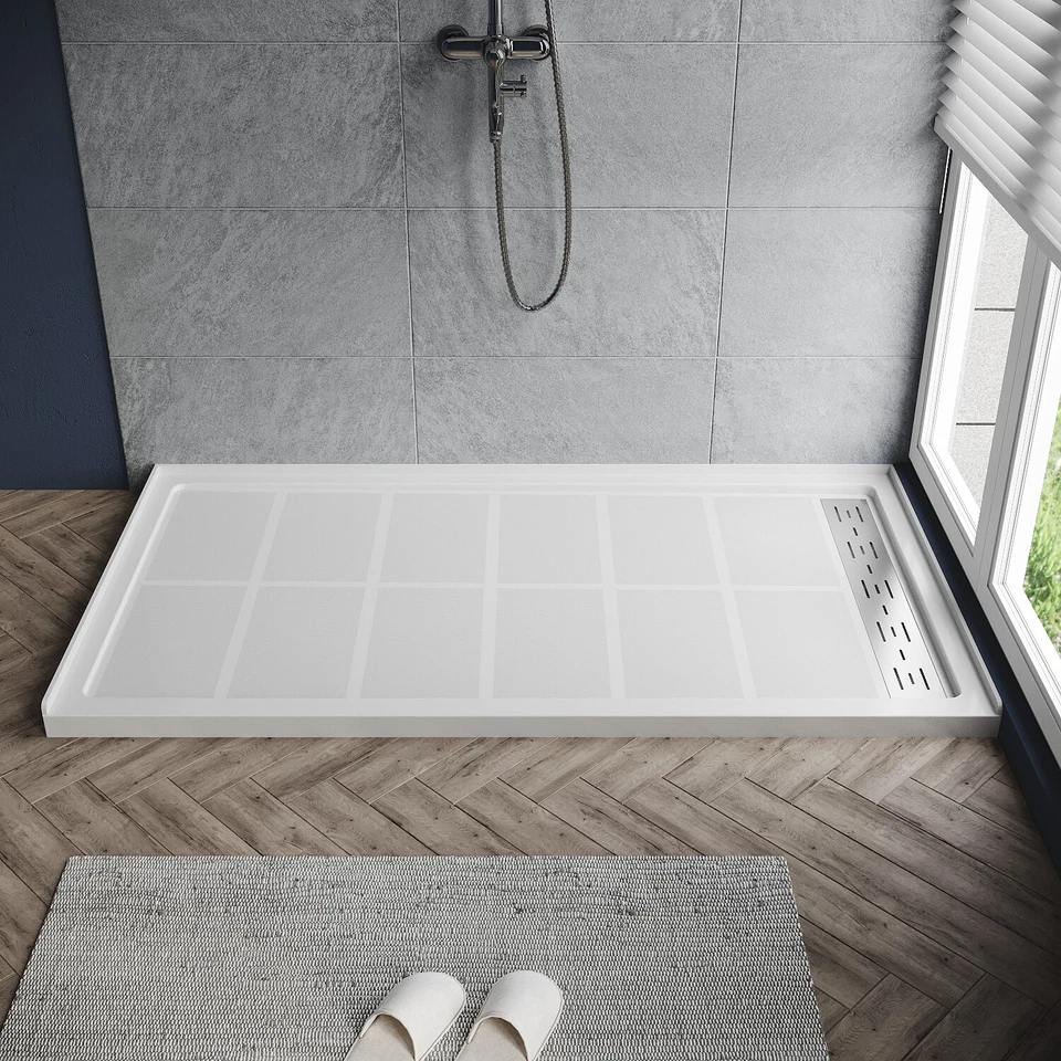 ЭЛЕГАНТНЫЙ 48 x 32 x 4 дюйма прямоугольный поддон для душа правый слив с одним порогом - Изображение 2 из 4