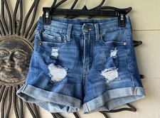 Aero High Rise Curvy Distressed Jean Shorts Midi 3" Inseam Short Women  s Sz 2