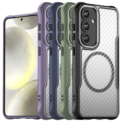 Hybrid Hülle für Samsung Galaxy S25 Carbon MagSafe Shockproof TPU PC Handy Cover