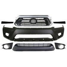 Front Bumper Cover & Chrome Grille & Fog Cover Kit For 2012-2015 Toyota Tacoma