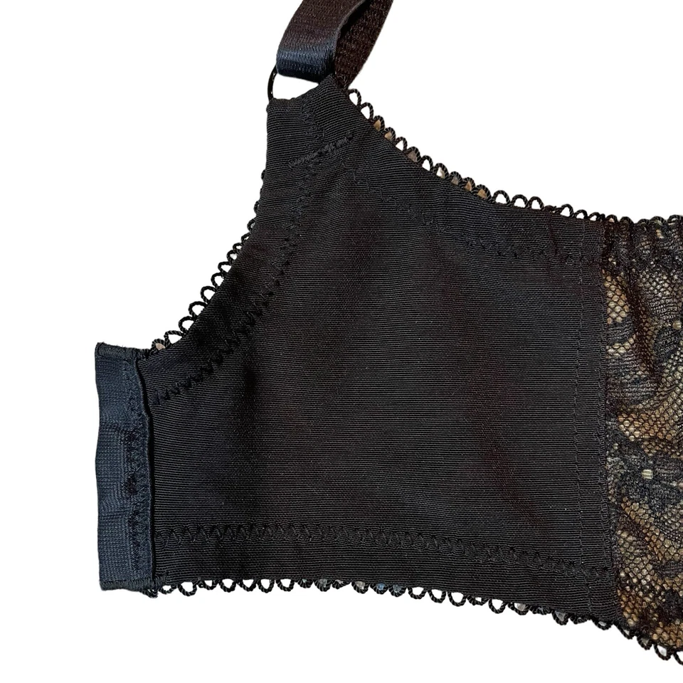 Lunaire 32DD 性感 Demi 黑色蕾丝钢圈内衬文胸风格 16811 已停产 — 第 3/4 张图片