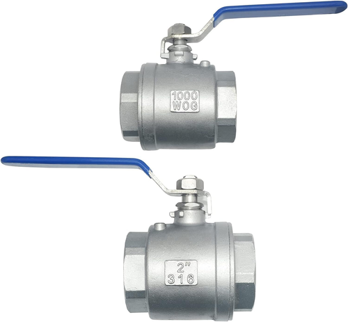 316 Stainless Steel 1/8"~3" Full Port Ball Valve with Blue Vinyl Handle, NPT Fem - Picture 4 of 12
